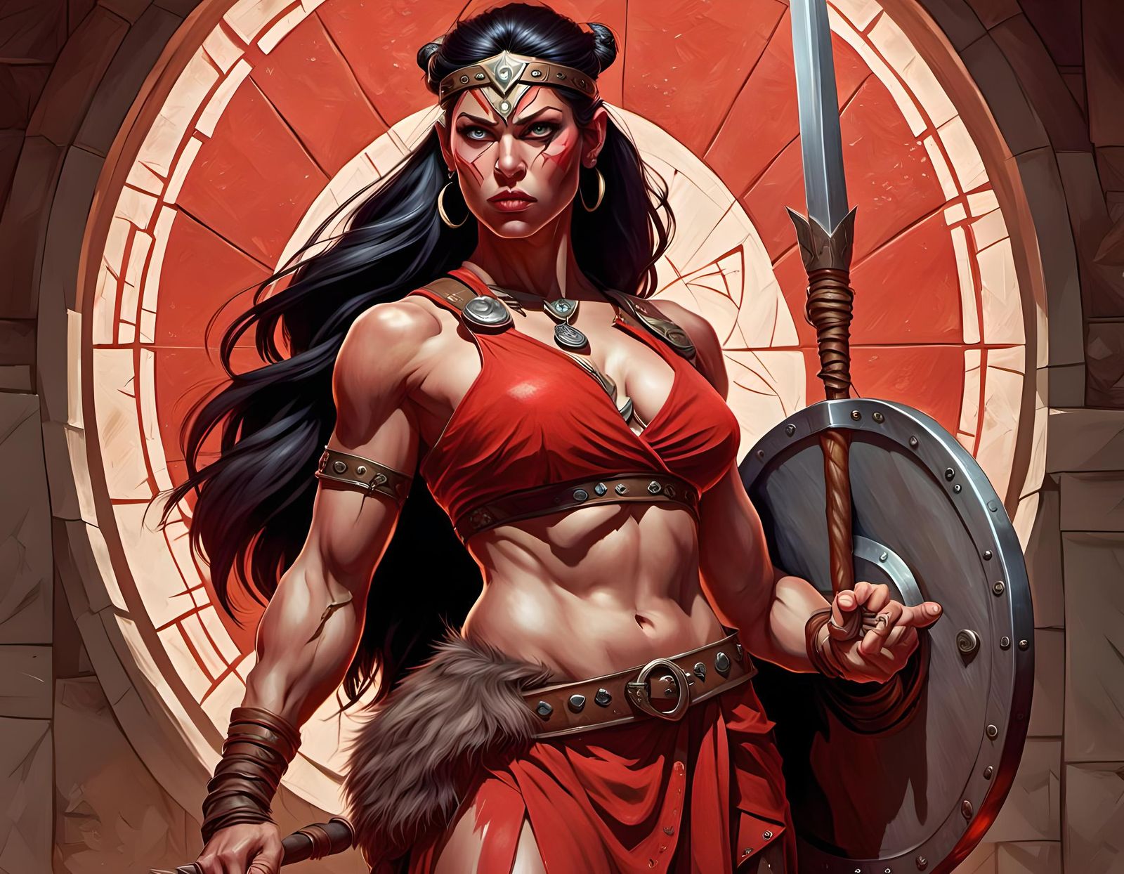 Epic Female Barbarian Portrait in Hyperrealistic Style