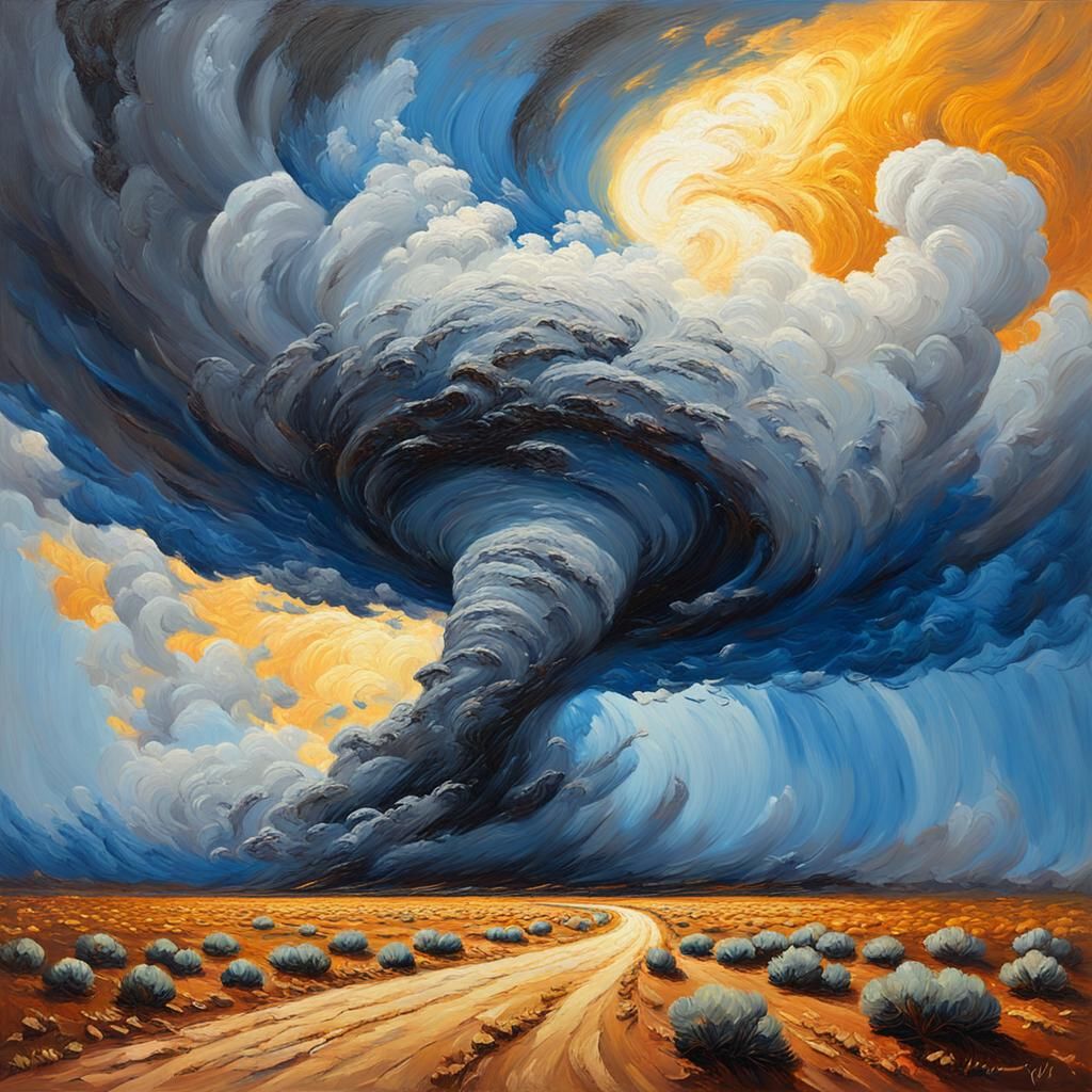 Desert Tornado in Expressionist Oil Painting Style