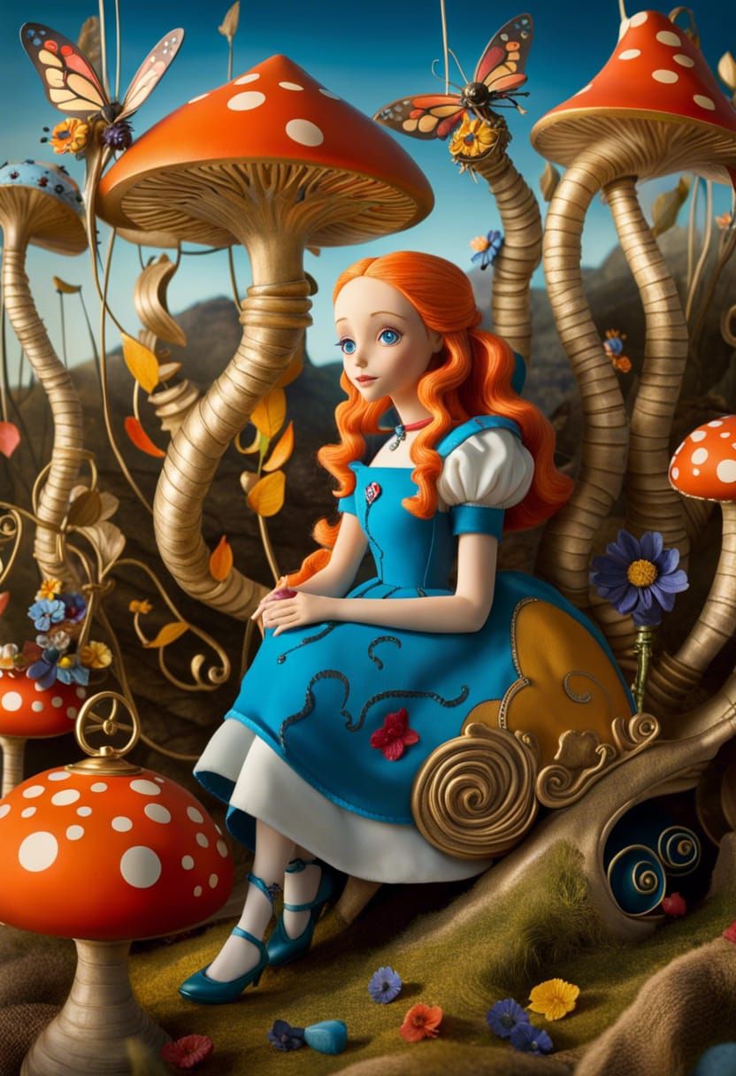 Cheerful Doll in Tim Burton Style, Hyperrealistic