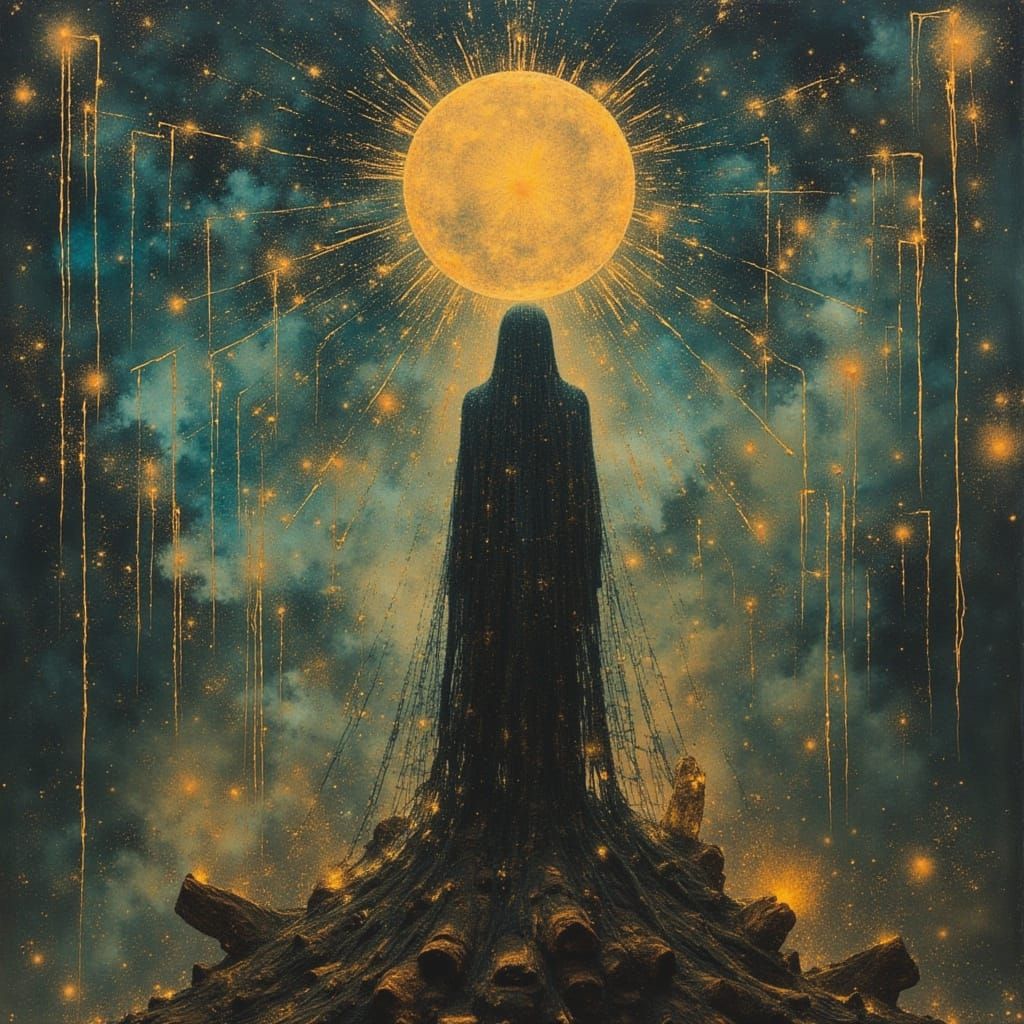 Surreal Subglacial Scene in Dark Oil Paint Style