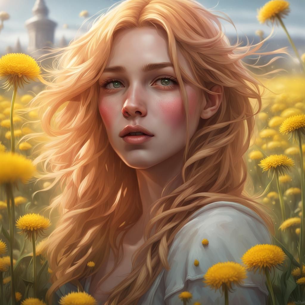 Dandelion Field Portrait in Hyperdetailed Style
