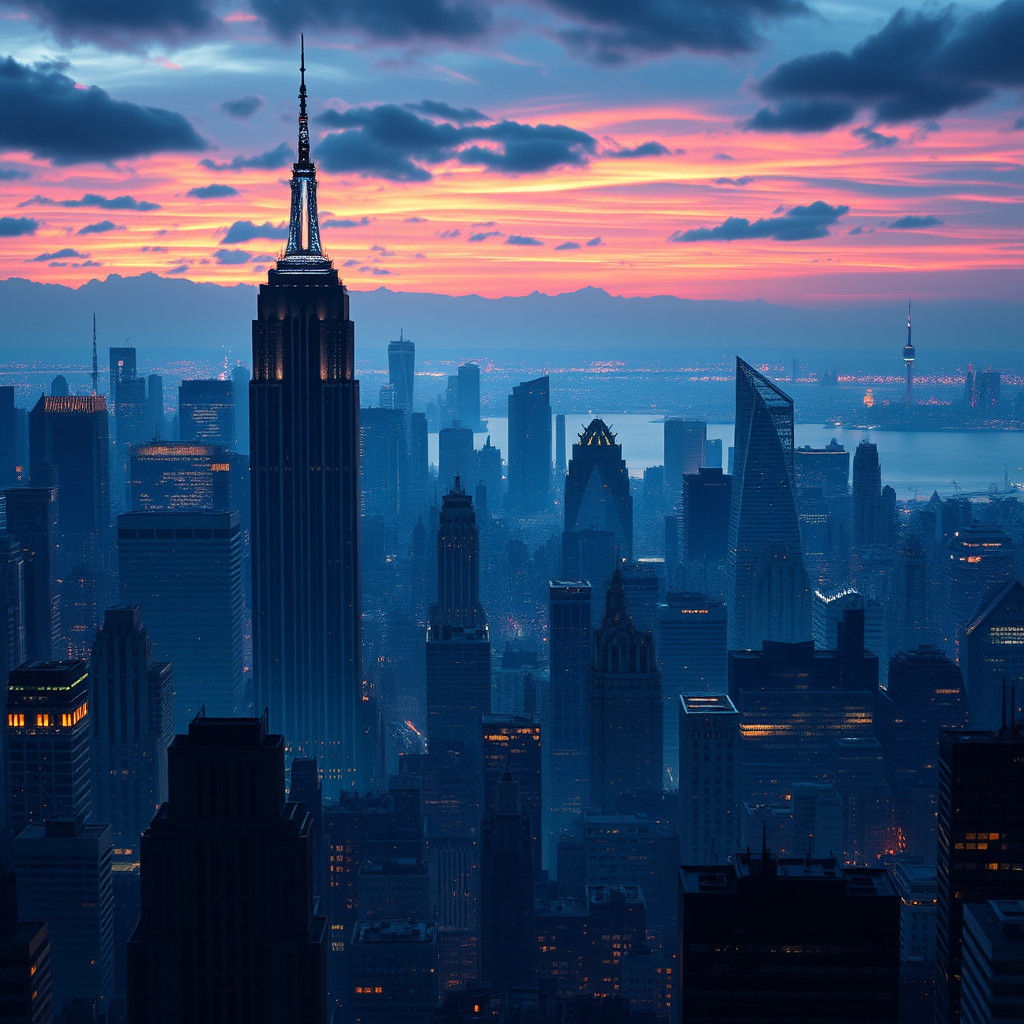 NYC Skyline Shadowbox: Detailed Matte Painting
