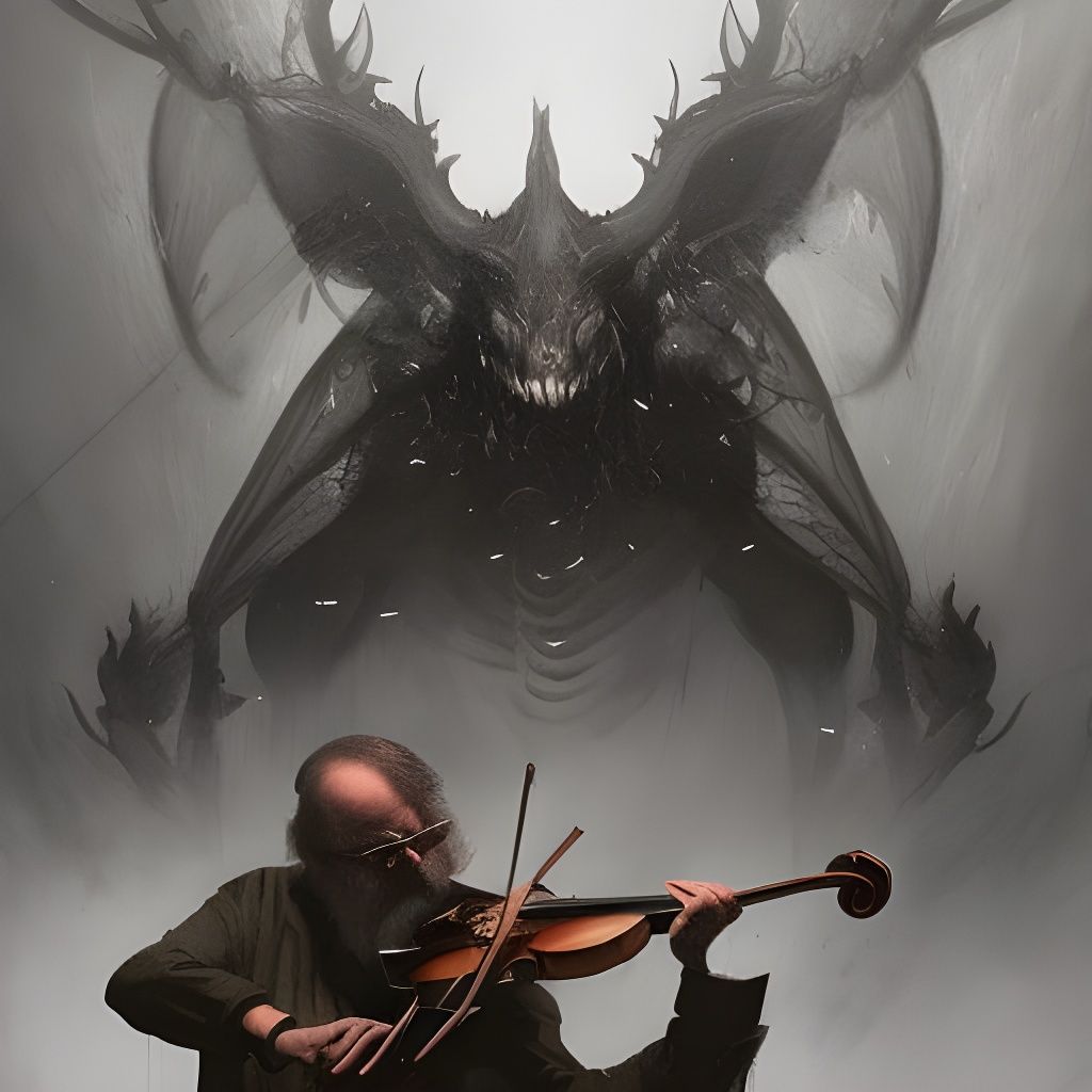 Devil Fiddle Duel: Dark Fantasy Art in 8K