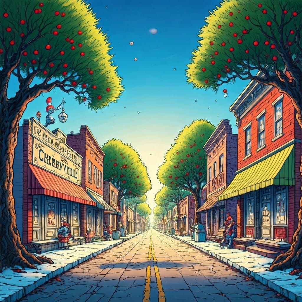 Cherryville Christmas: A Whimsical Dr. Seuss Illustration