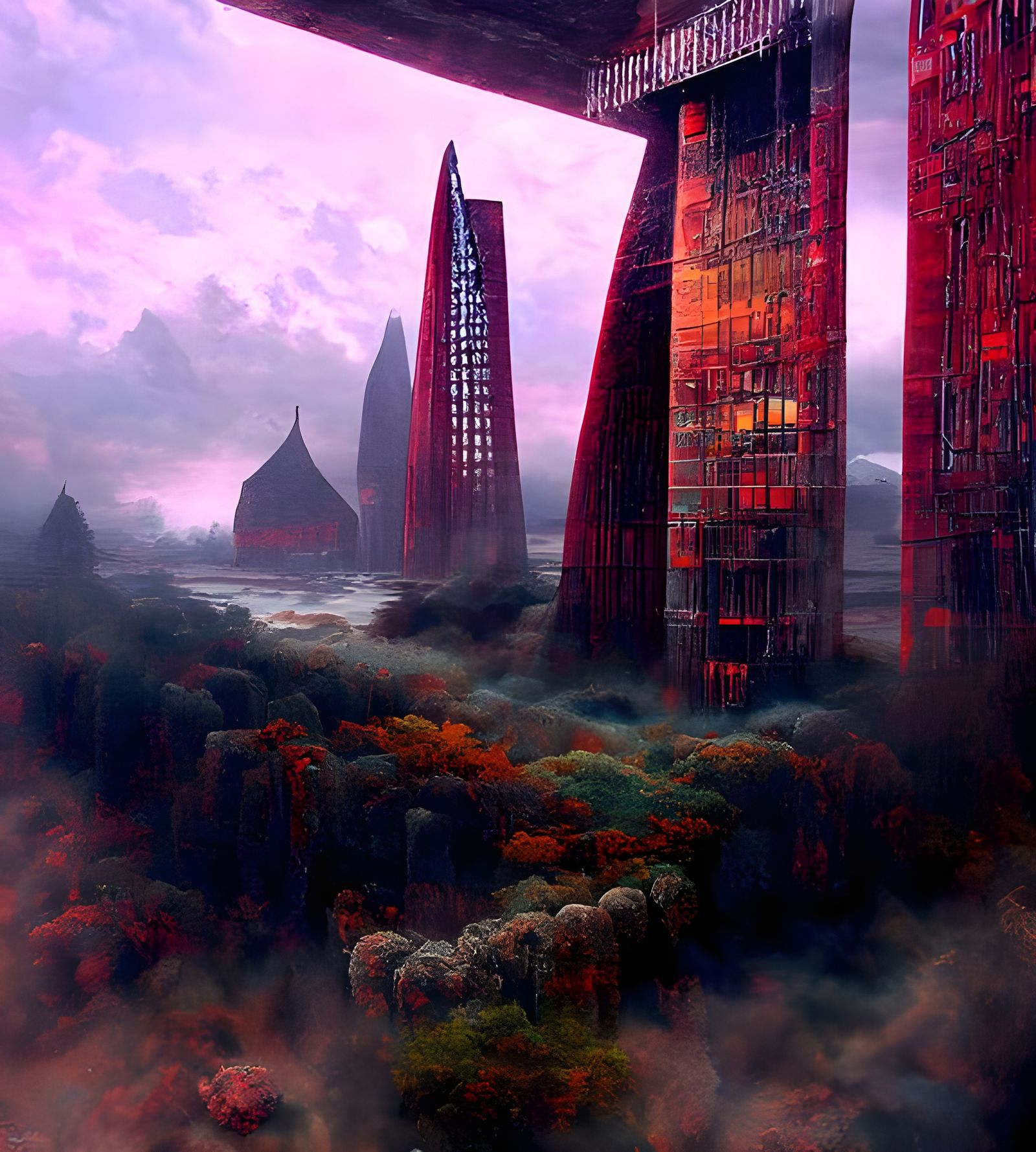 Ominous Sci-Fi Building in Brutalist Style