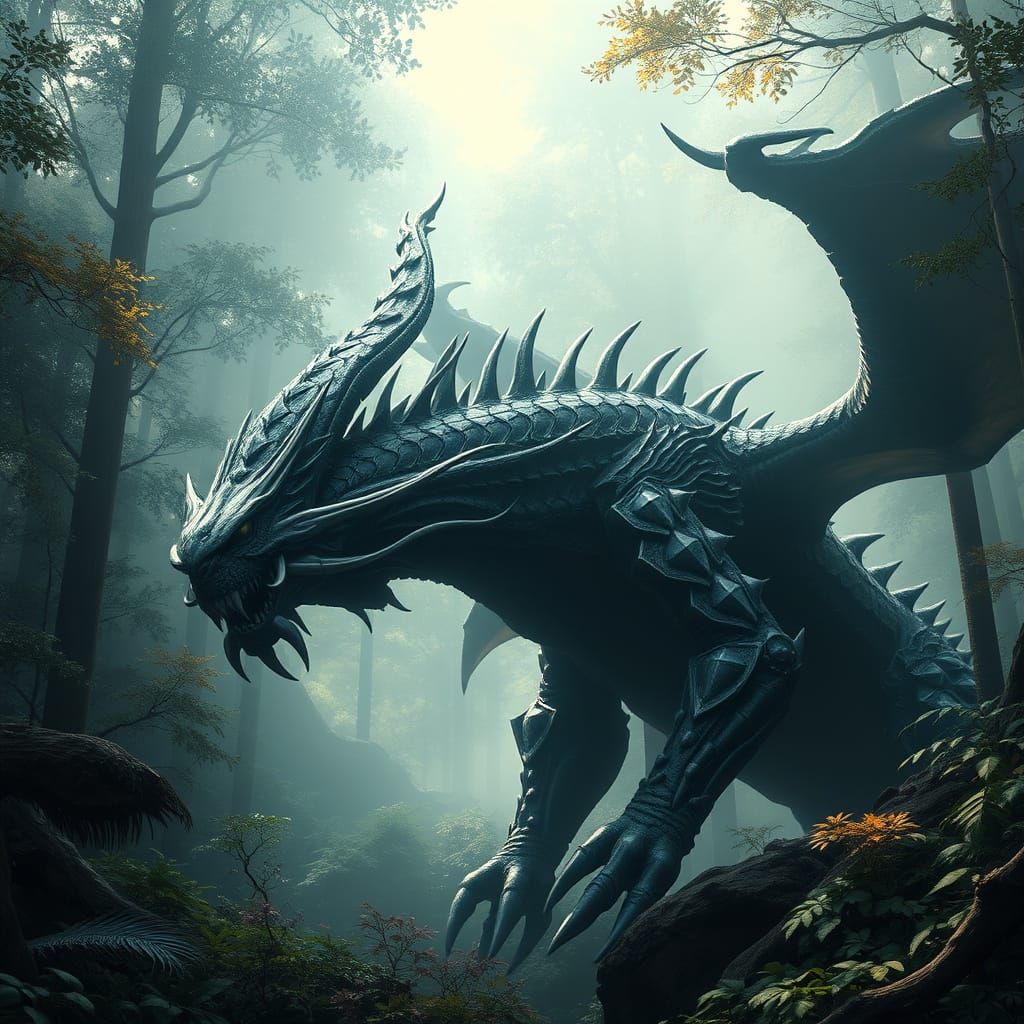 Majestic Lavasioth Emerges from Primeval Forest in Cyberpunk...