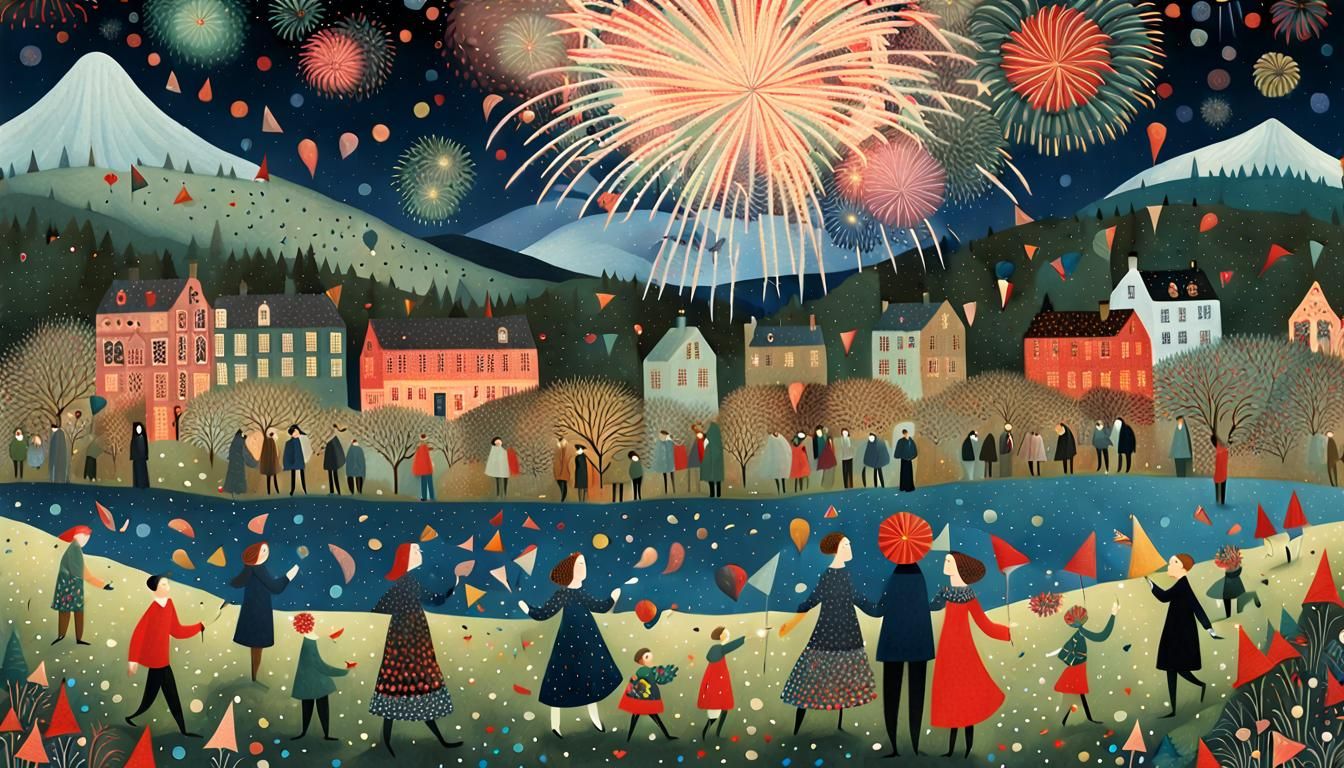 Album Cover: Woman in Fireworks Collage