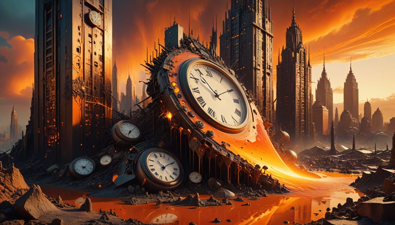 Surreal Melting Cityscape in Dali Style