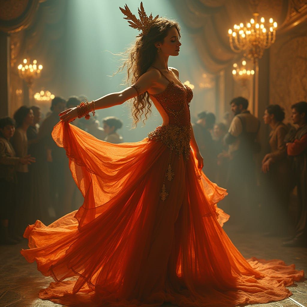 Futuristic Can-Can Dancer Inspired by Art Nouveau