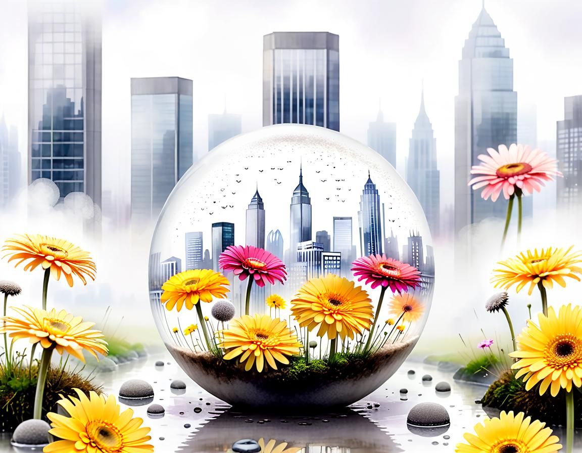 Glass Sphere Garden in Dreary London: Watercolour