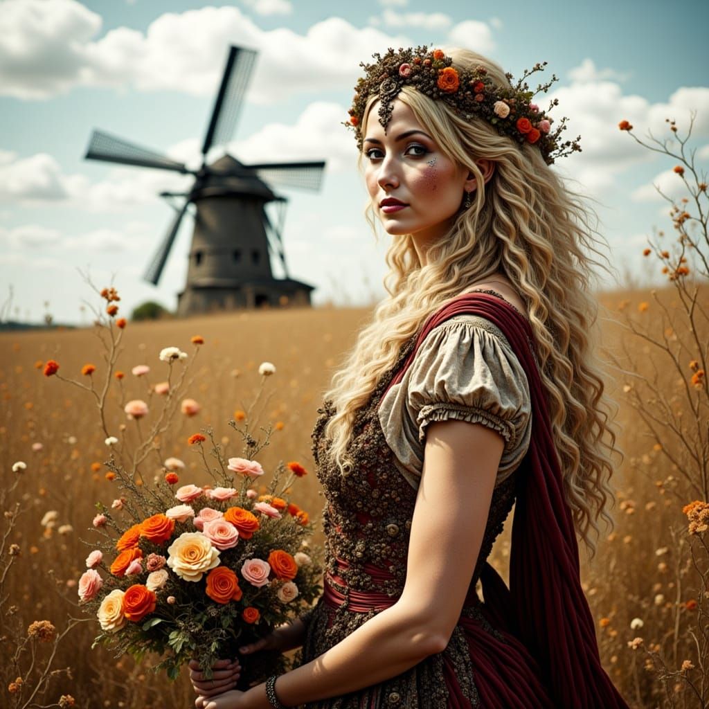 Roman Maiden Near Windmill