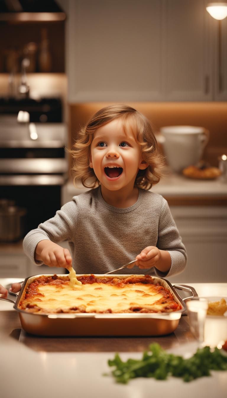 Delicious Cheesy Lasagna in Golden Light