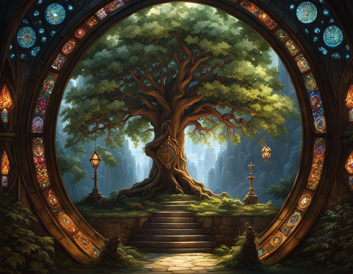 Knight Templar Tree of Life in Dark Fantasy Style