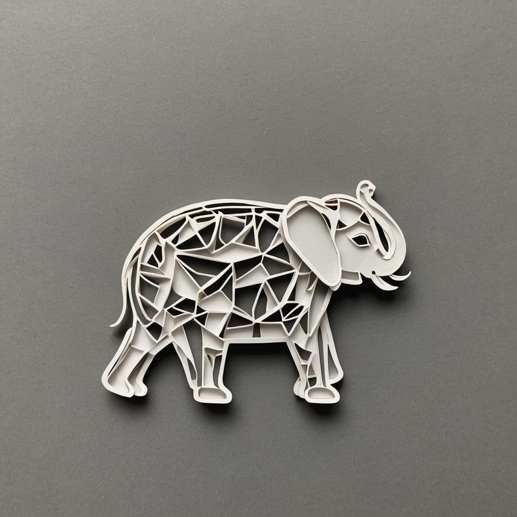 Kirigami Elephant Sculpture on Car Dashboard