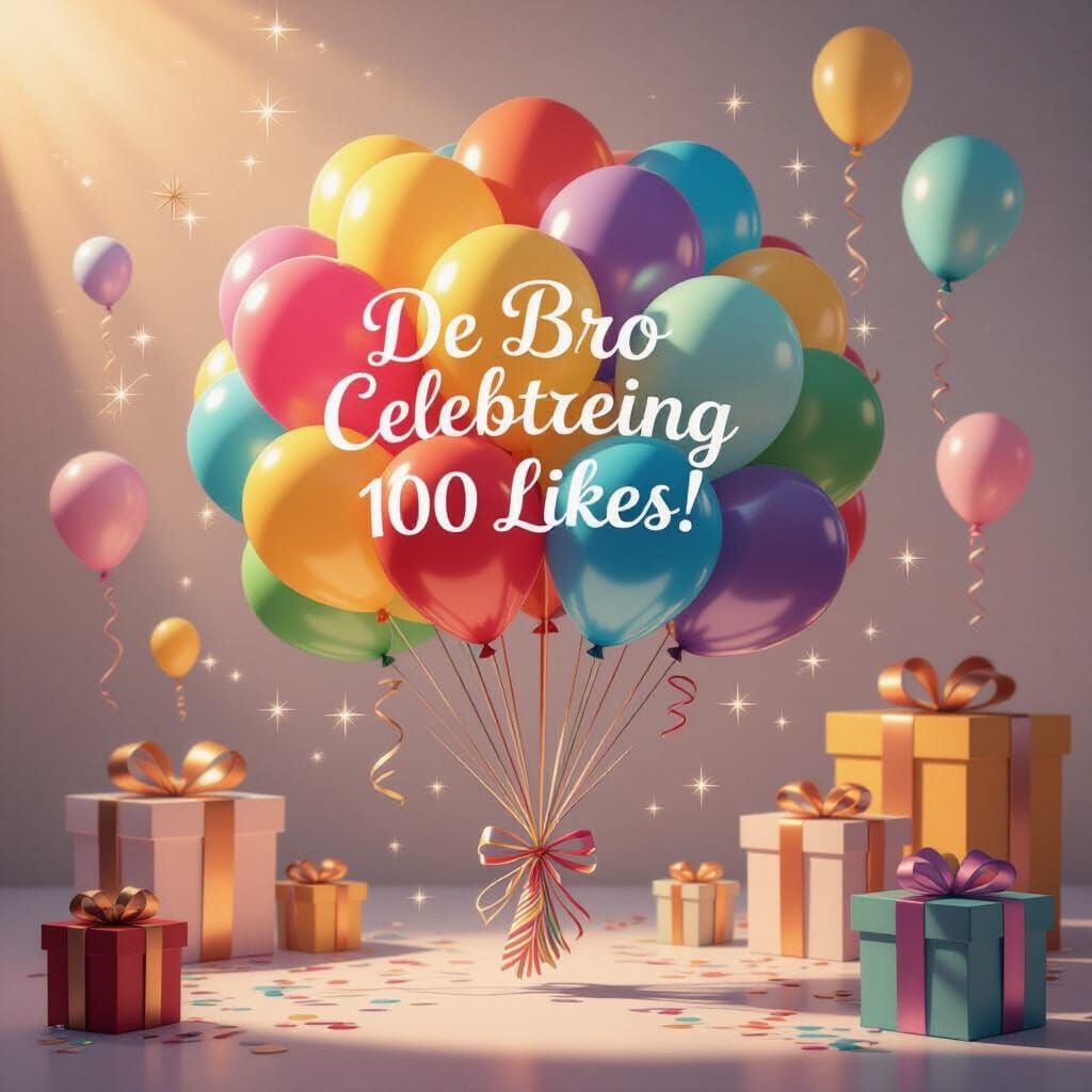 Rainbow Balloons Celebrate 100 Likes in Whimsical Style