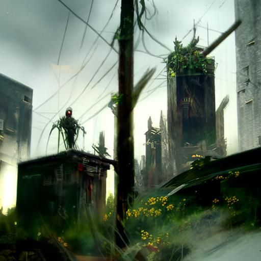 Overgrown City in Sinister Fantasy Style