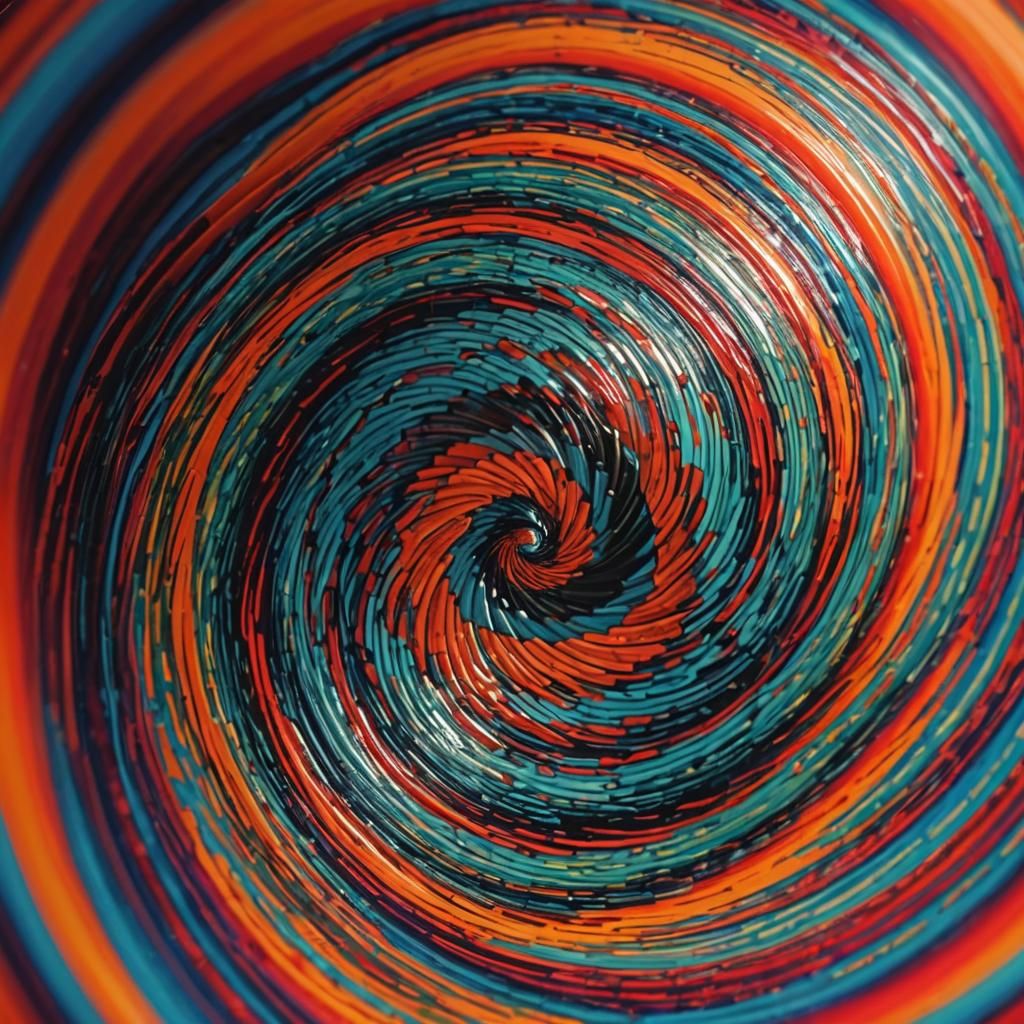 Hypnotic Op Art Spiral Disk Close-Up