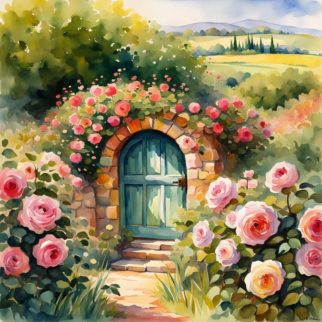Rose Garden Door in Waterhouse Style