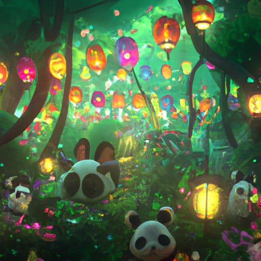 Magical Lantern Party with Forest Animals