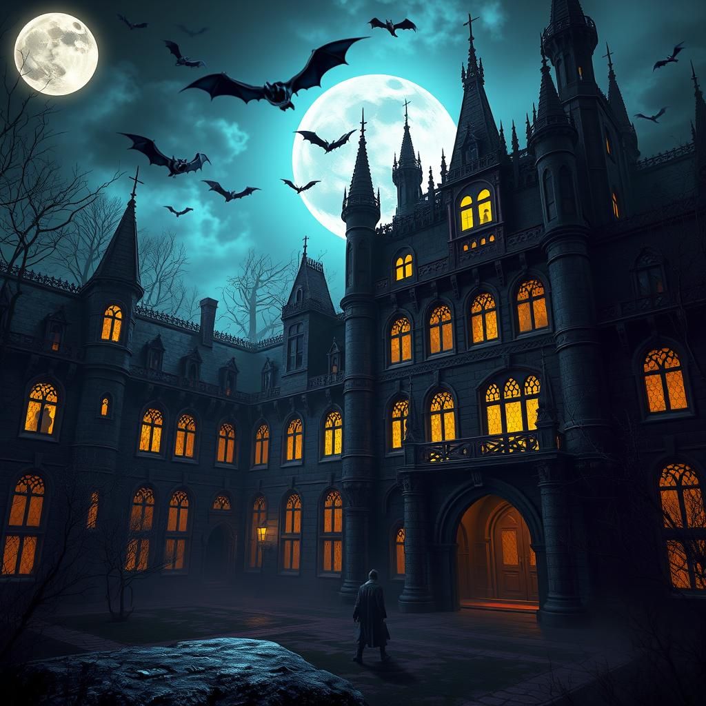 Haunted Castle with Ghosts in Dark Fantasy Style
