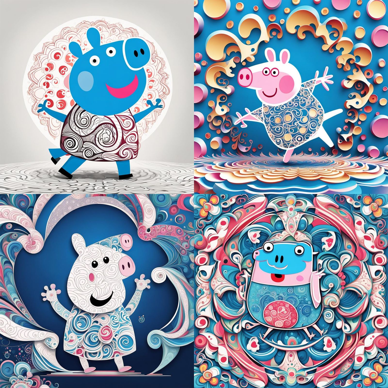 Peppa Pig Tai Chi in Abstract Vector Art