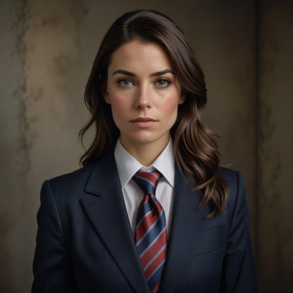 Elegant Businesswoman in Striped Tie