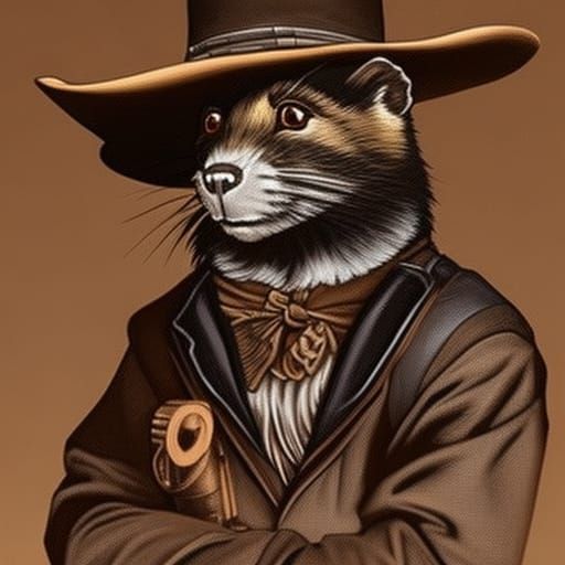 Ferret Cowboy in Dark Fantasy Style