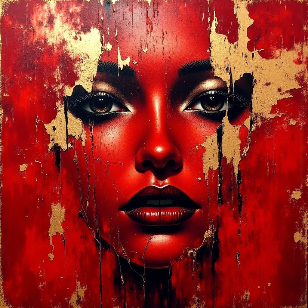 Gothic Gold Leaf Art in Morbid Style