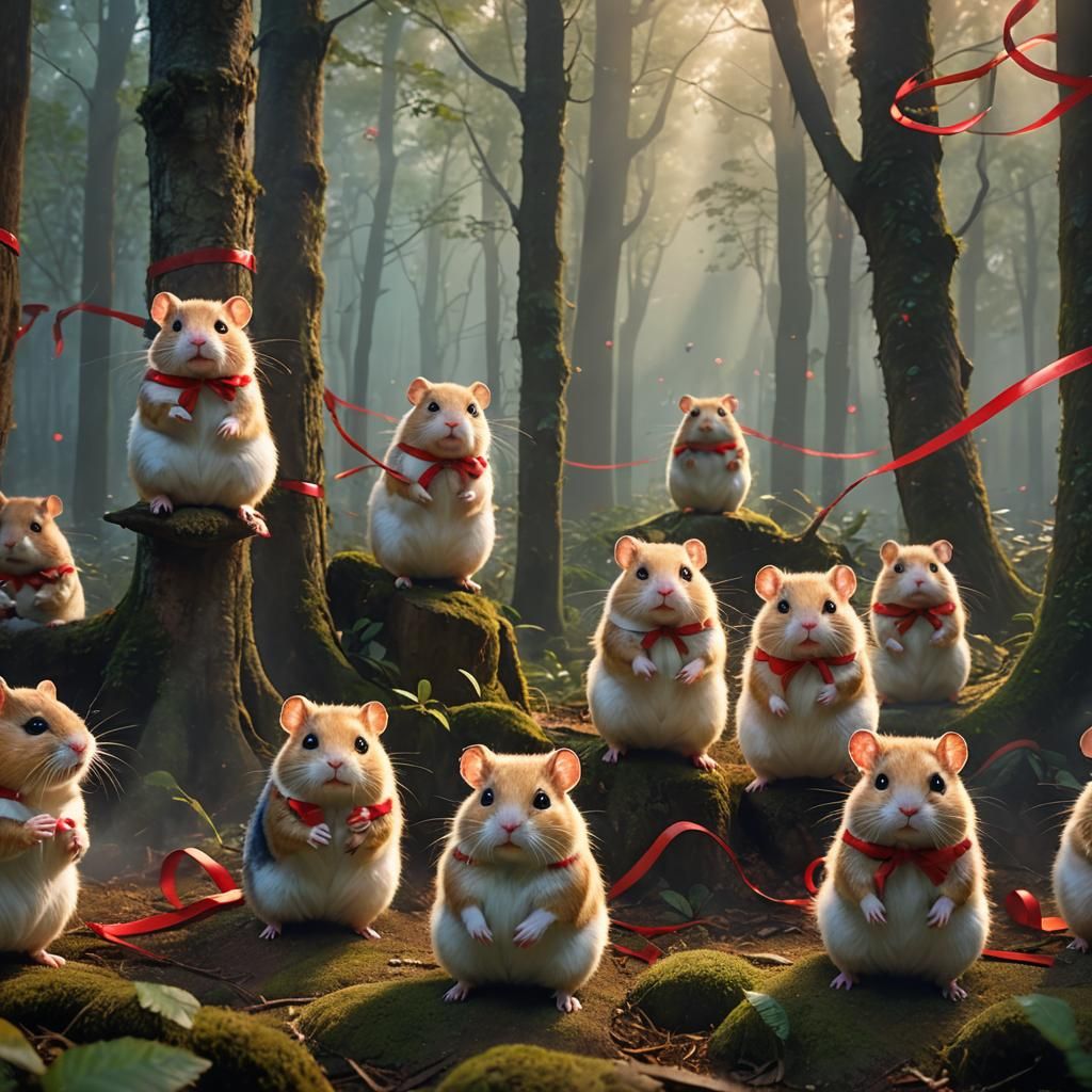 Giant Karate Hamsters in Ethereal Fantasy Forest