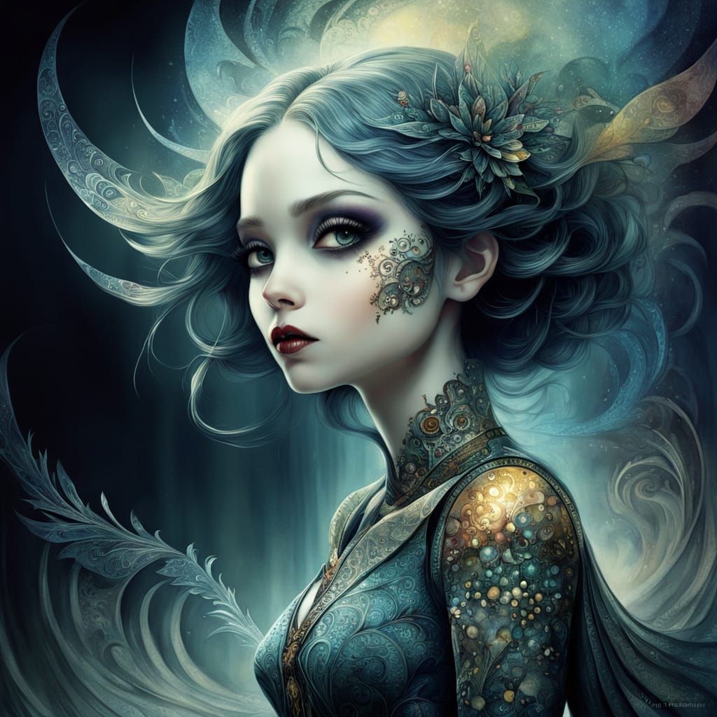 Elegant Fractal Design in Desaturated Pastels