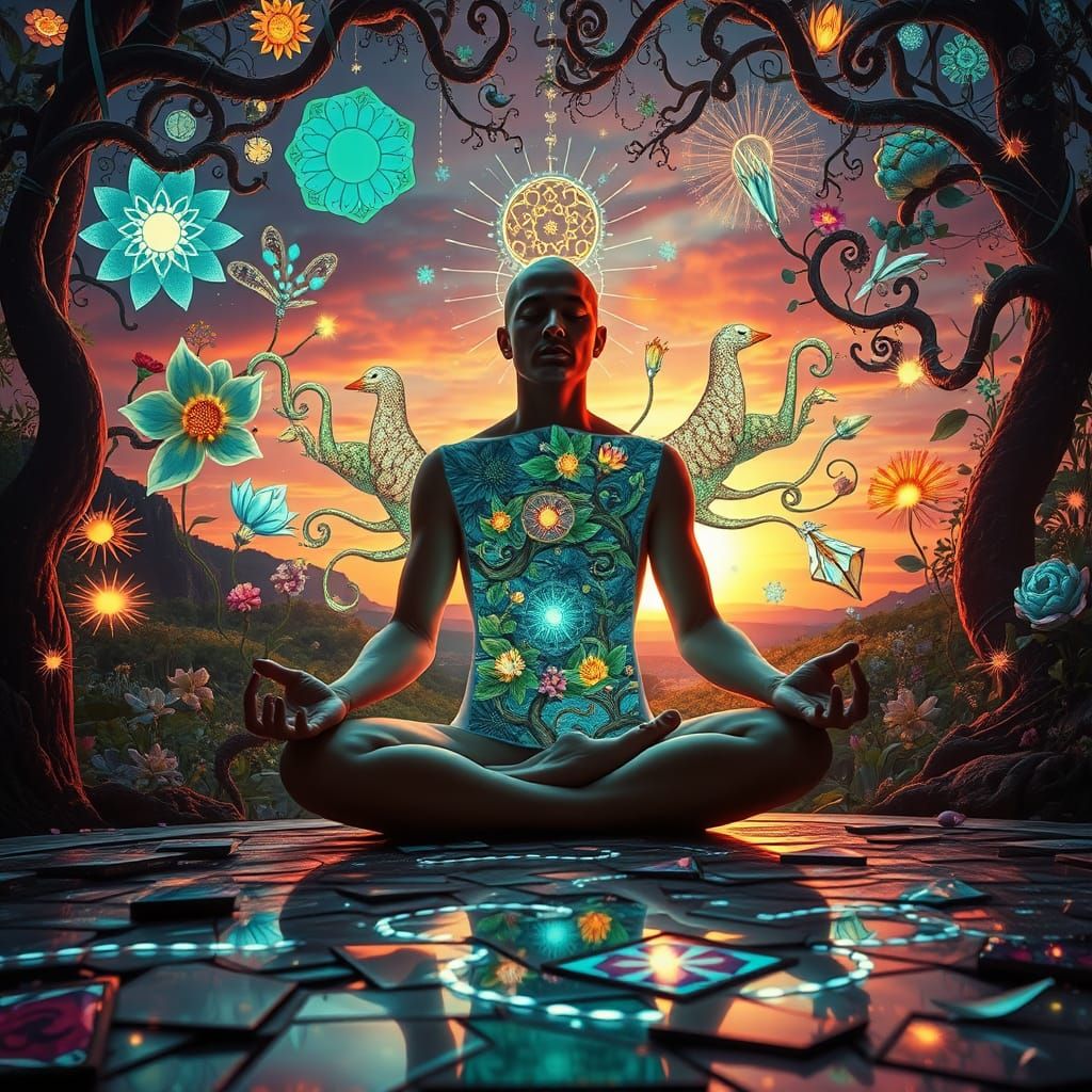 Dreamlike Surrealist Masterpiece with Mystical Creatures and...