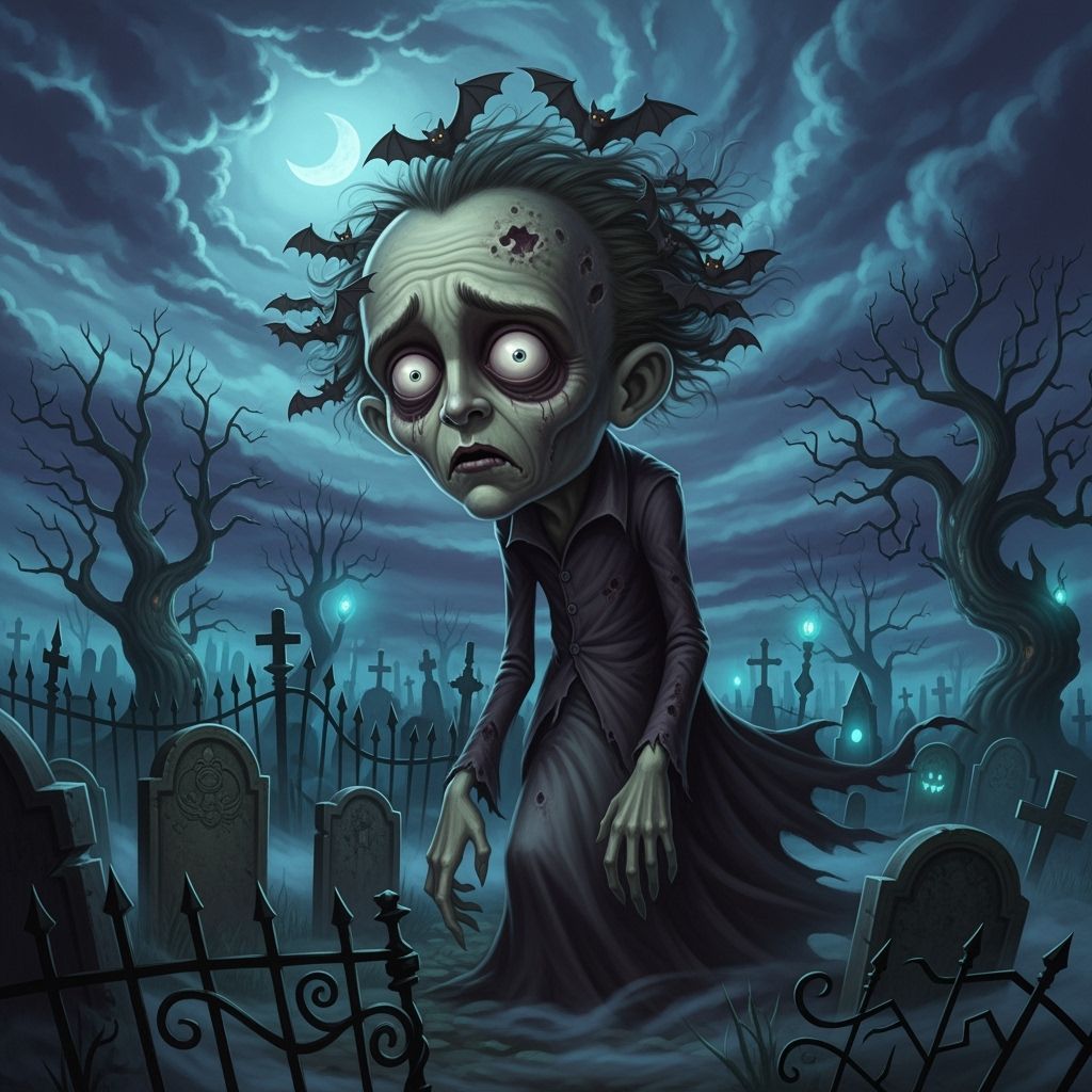 Lost Ghoul in Sinister Cemetery with Ethereal Mist