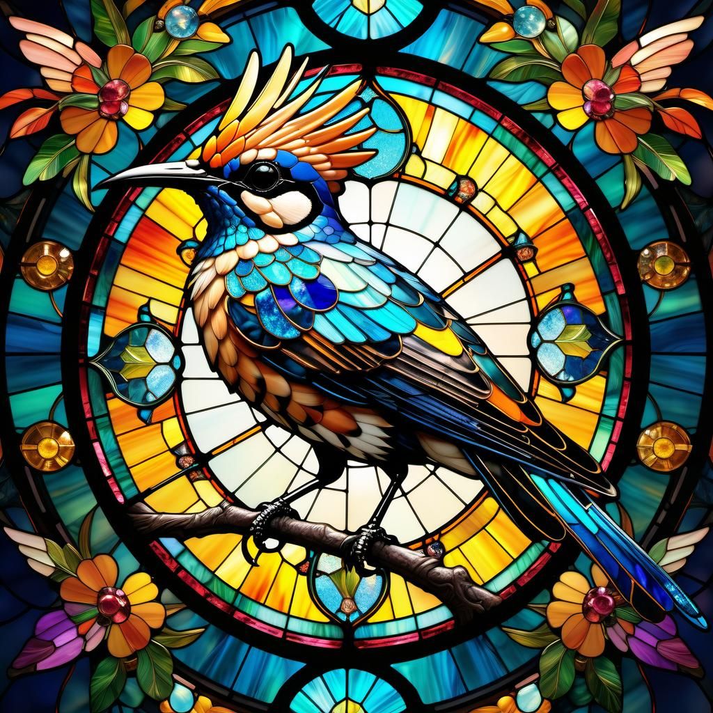 Stained glass hoopoe