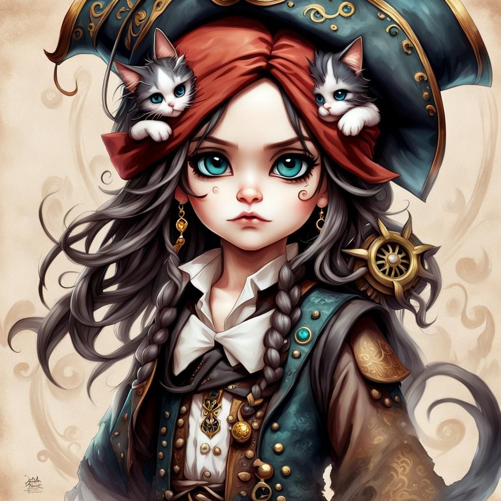 Chibi Cartoon Cat as Jack Sparrow