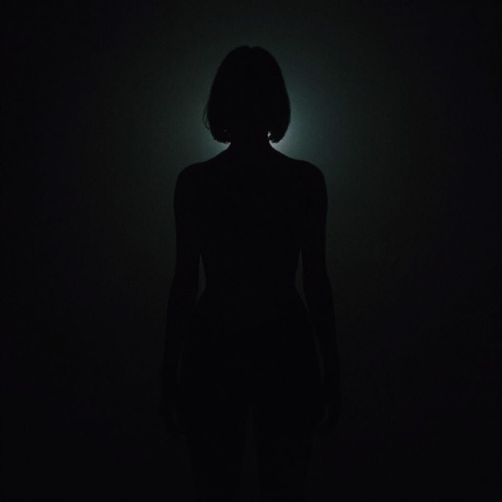 Figure Silhouette in Endless Dark, Cinematic Masterpiece