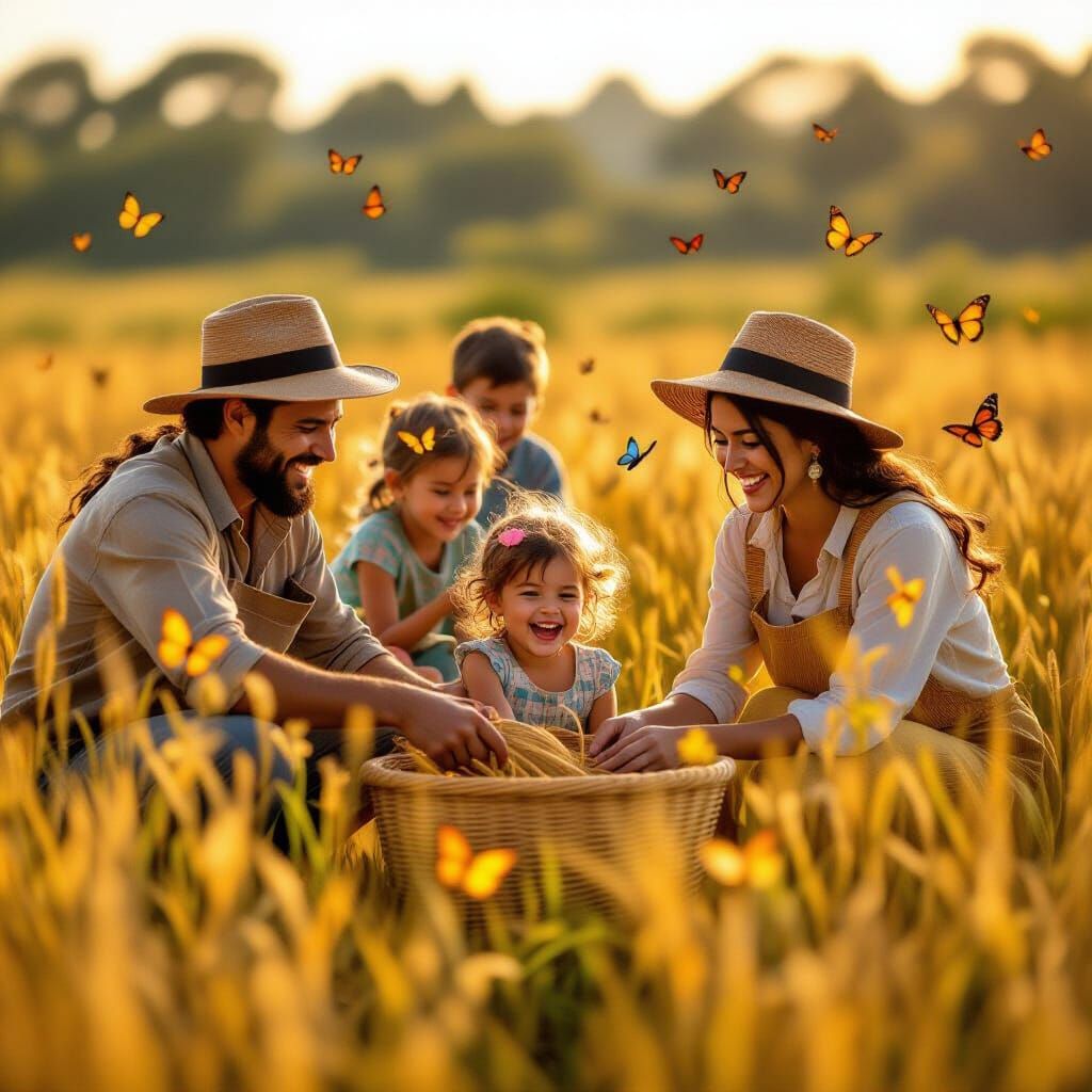 Joyful Village Harvest Captured with Bokeh