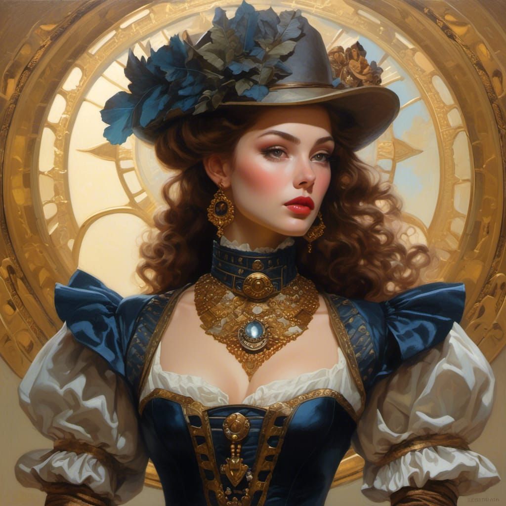 Steampunk Sudanese Woman in Ancient Egyptian Watercolor