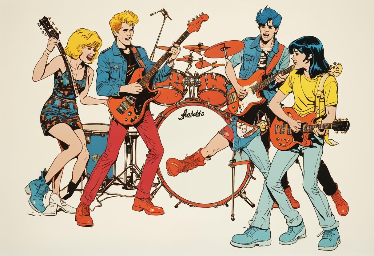 The Archies as Metal Rock Stars in Pop Art Style