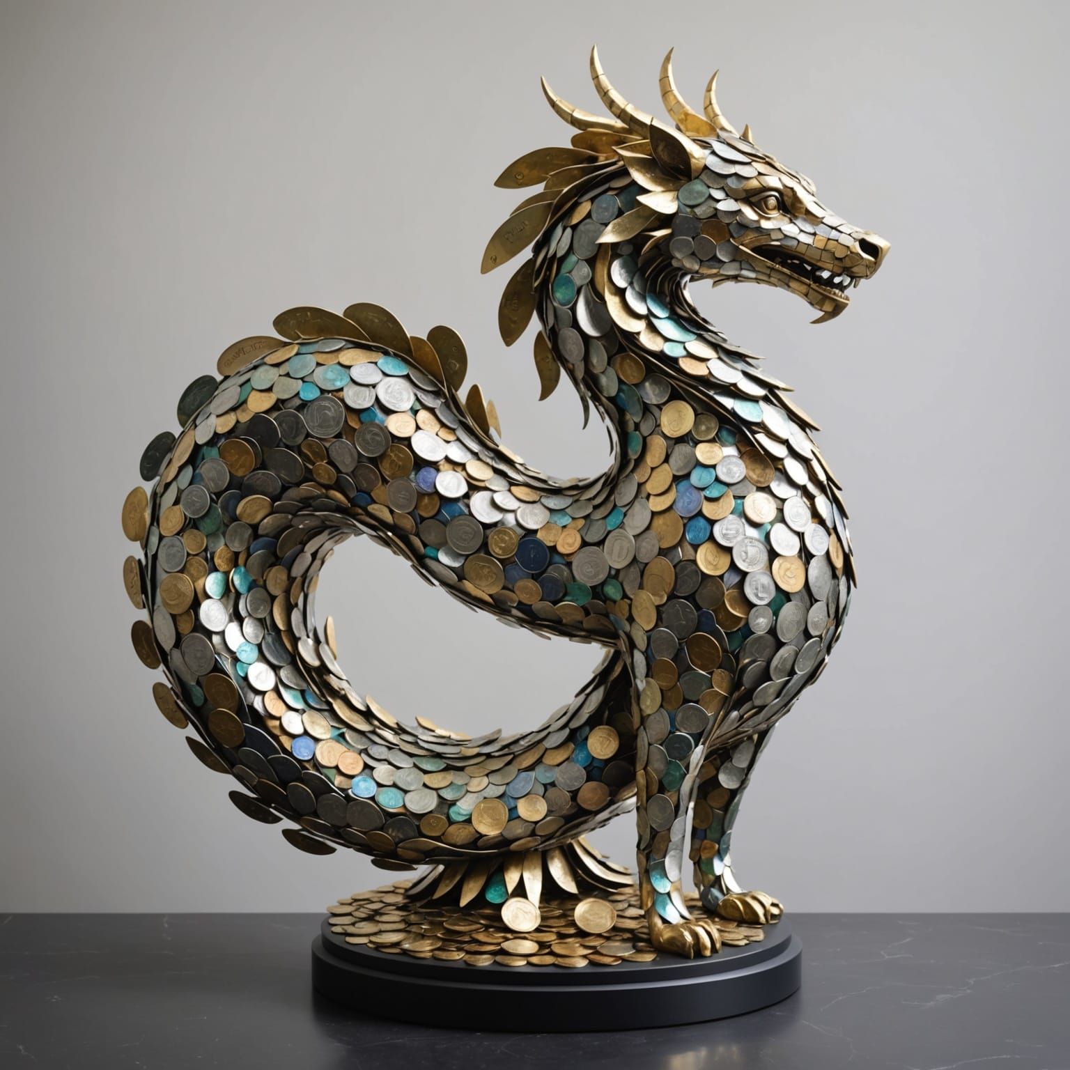Mythical Beast Sculpture of Currency Bills