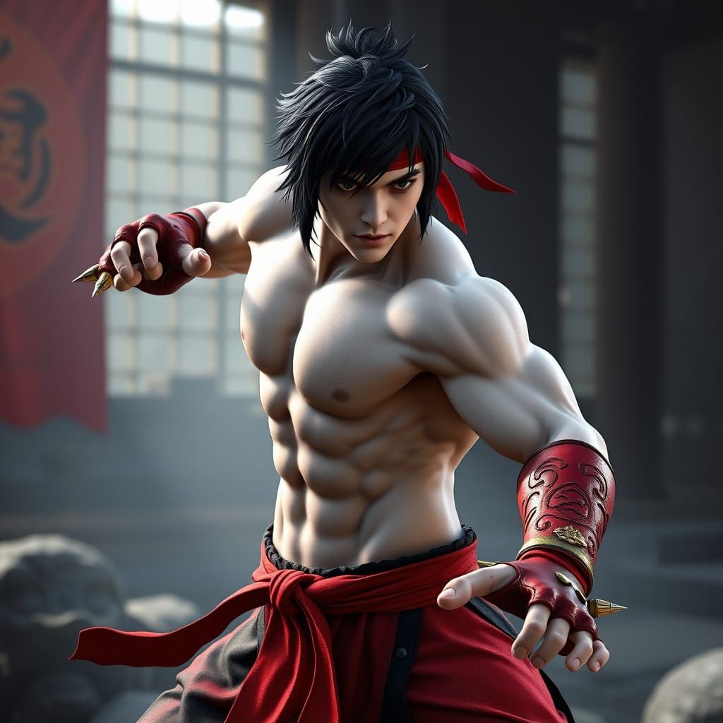 Liu Kang in Dynamic Fighting Pose: 8K 3D Render