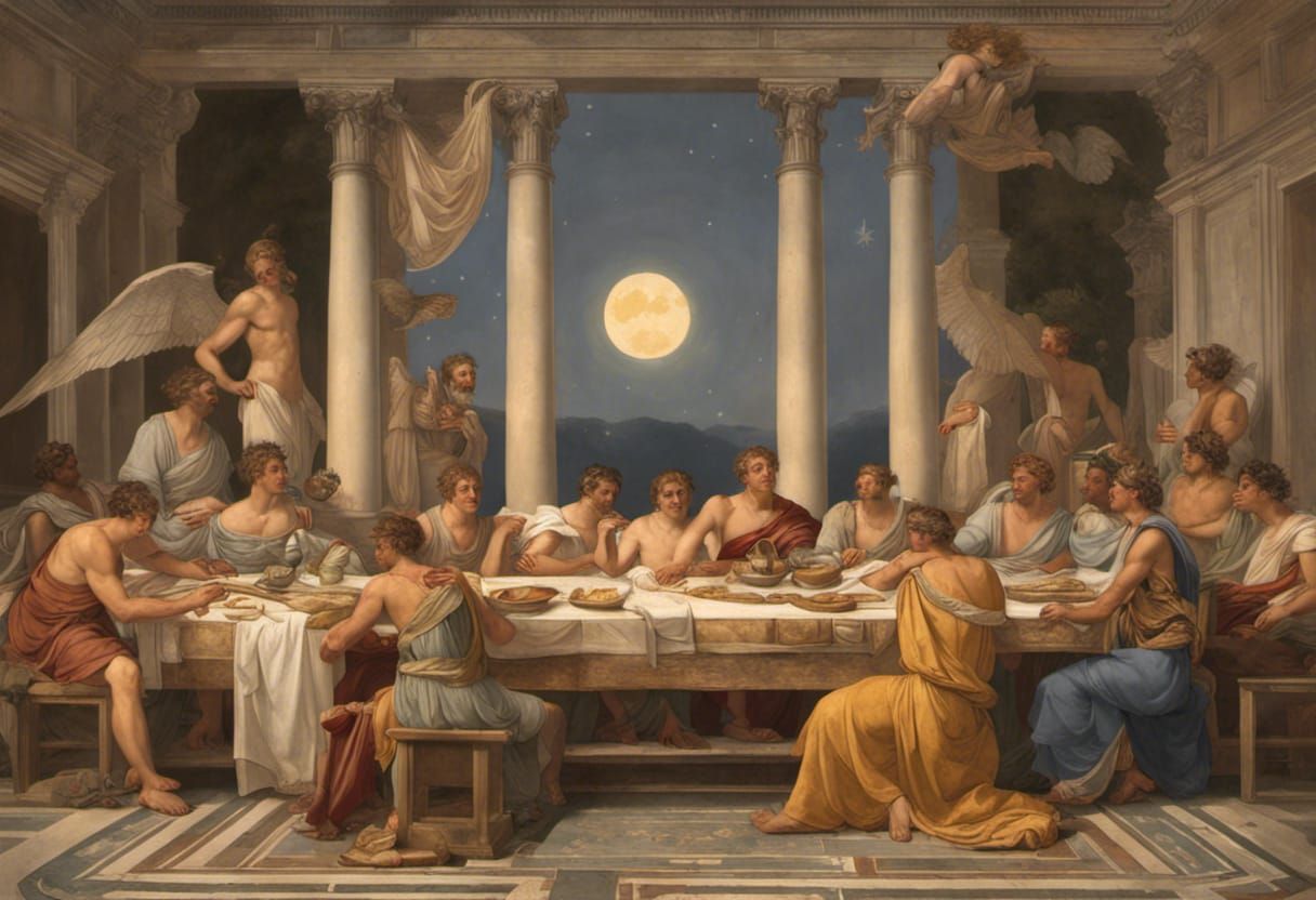 Cupid visits an Ancient Roman Dinner Banquet