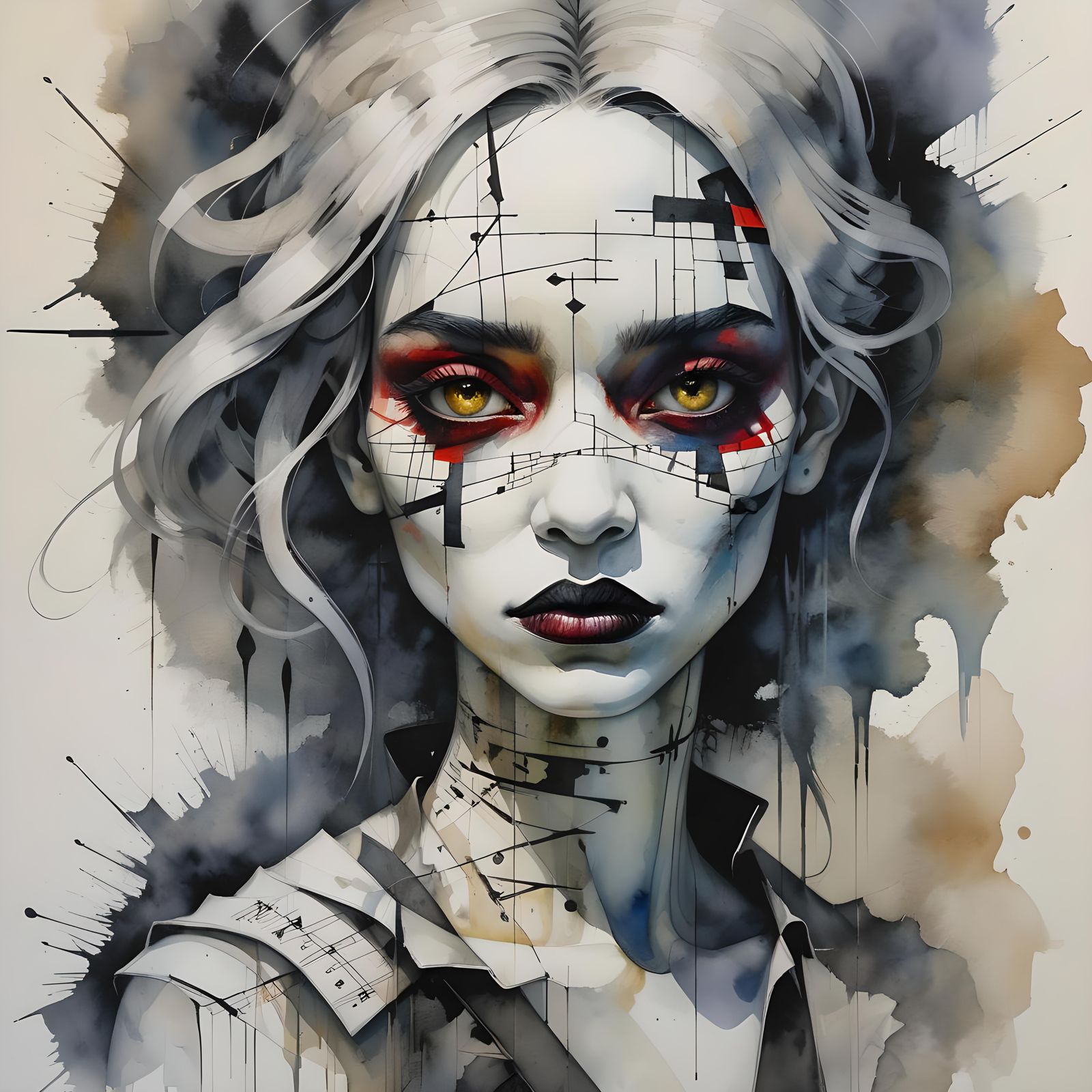 portrait girl maestro, multi racial, mysterious, gothic, gli...