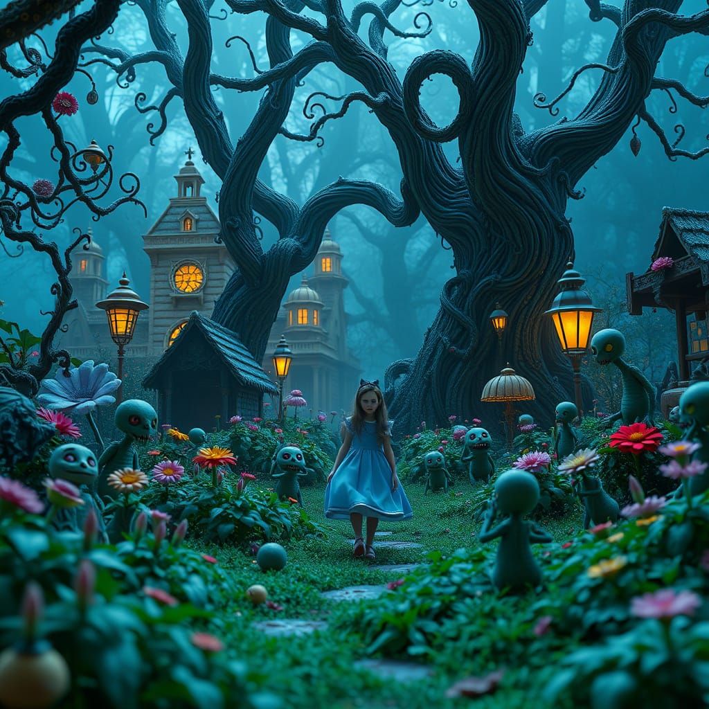 Creepy Monsters Watch Little Alice in Garden