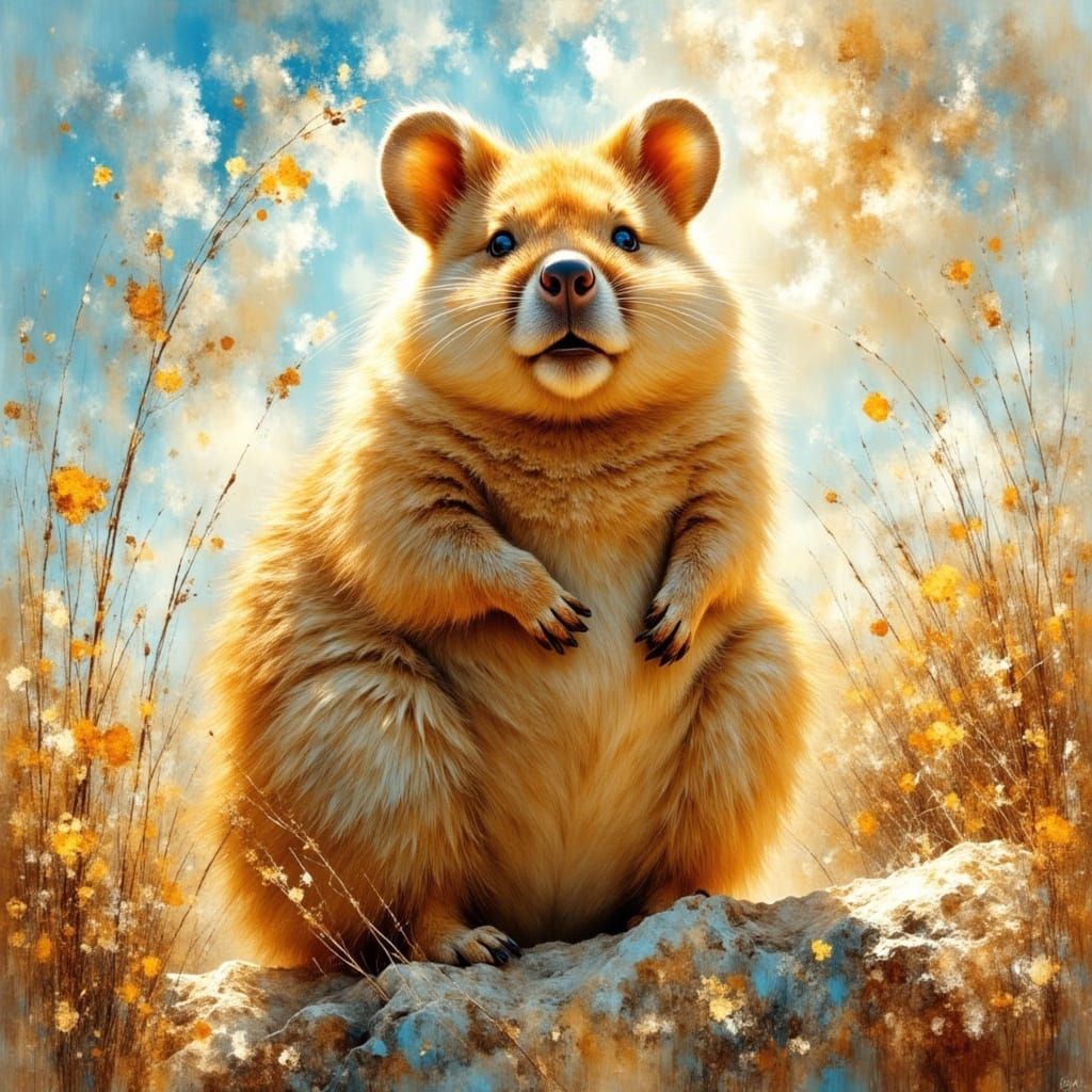 quokka  a large brown fluffy smiling Quokka...