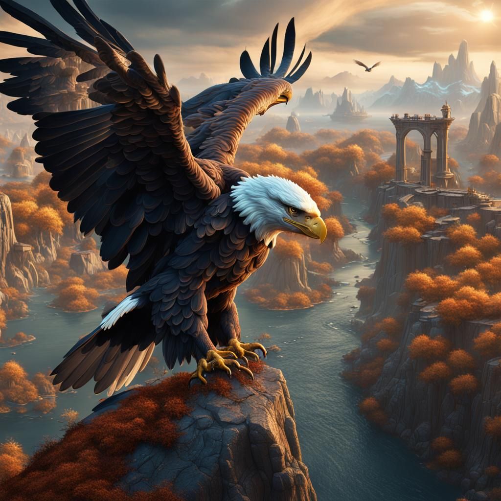 Eagles in Flight: Detailed Matte Painting