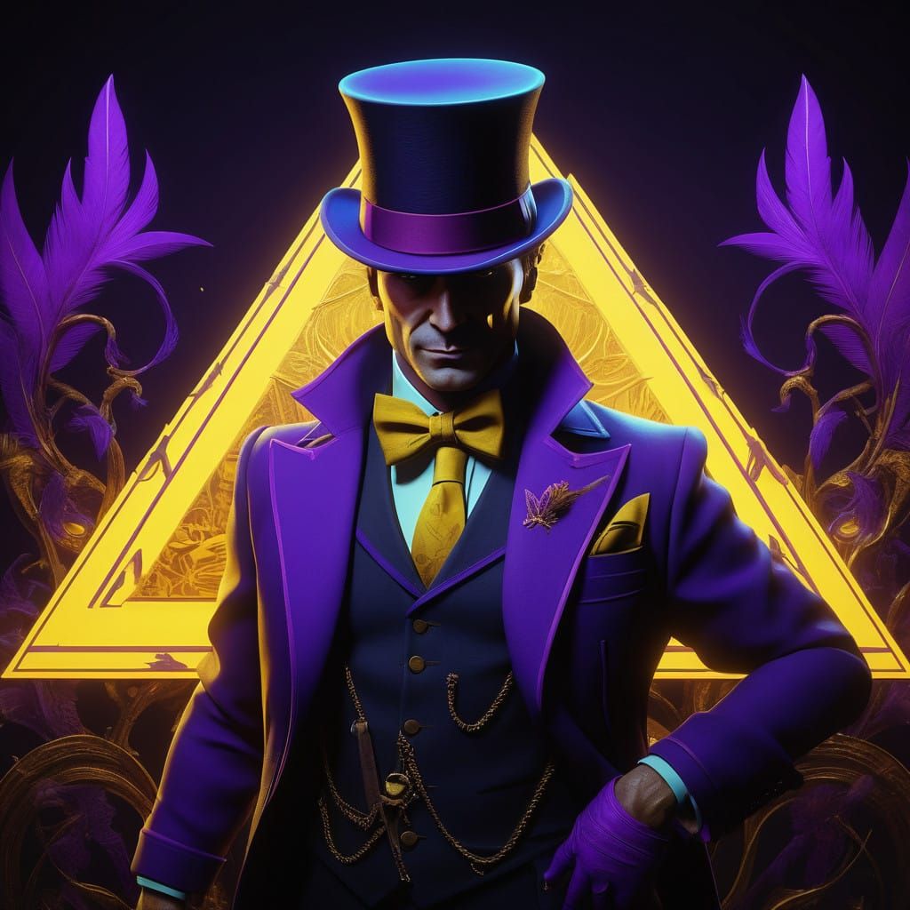 Majestic Yellow Triangle in Dark Fantasy Art Nouveau Style