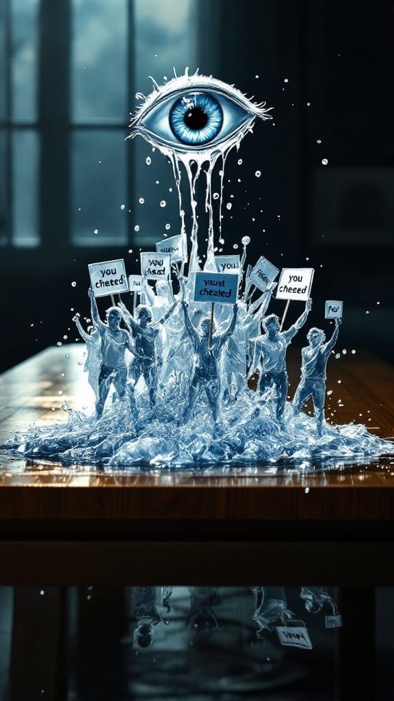 Sorrowful Tears Form a Protest Water Sculpture