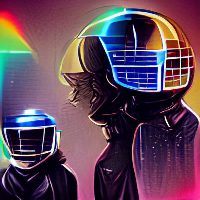 Daft Punk Robots in Cyberpunk Style