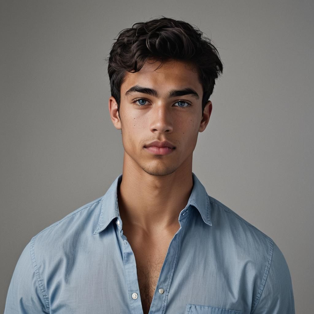 Close-Up Portrait of a Handsome Young Man