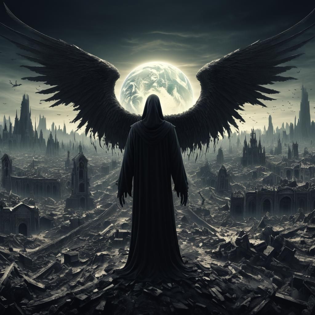 Angels of Death Over Earth: Detailed Matte Painting